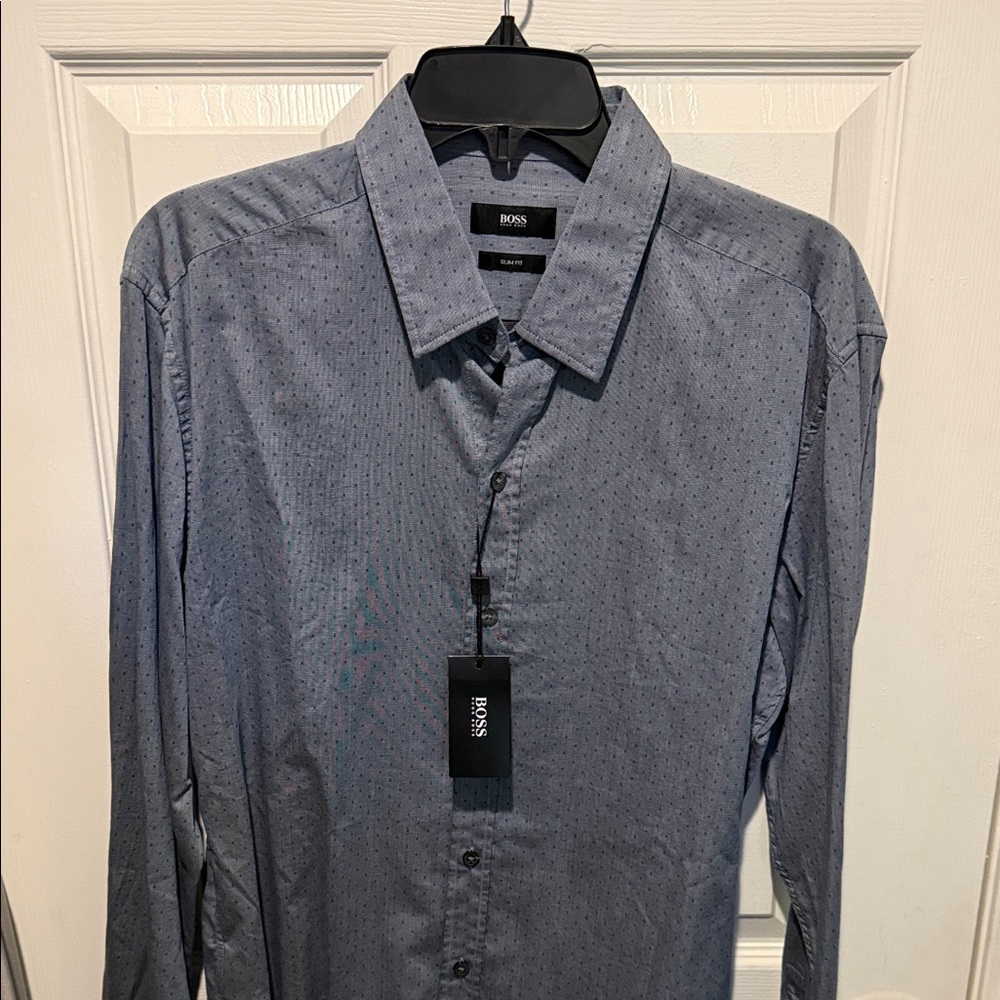 Boss Men's Subtle Patterned Gray Shirt